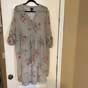 Torrid Gray and Pink Floral Dress